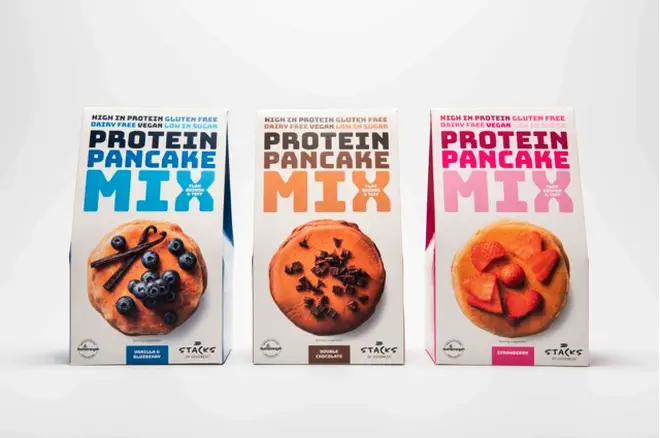 You can now buy a range of vegan Protein Pancakes Mixes