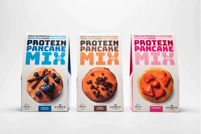 You can now buy a range of vegan Protein Pancakes Mixes