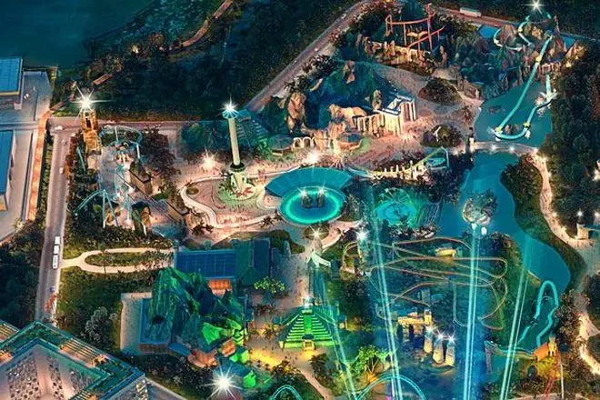 An artist impression of the theme park shows a number of attractions