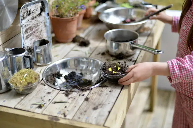 If you don't mind your little ones getting muddy, why not get them mixing potions in the garden
