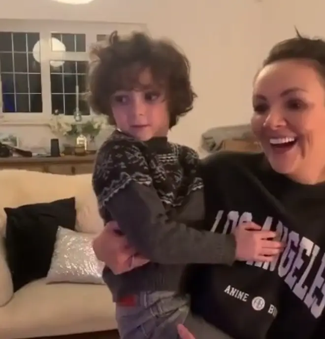Martine shared an adorable clip of her son's reaction