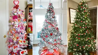 People are redecorating their Christmas trees for Valentine's Day