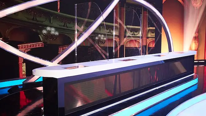 There are perspex screens between the Dancing On Ice judges
