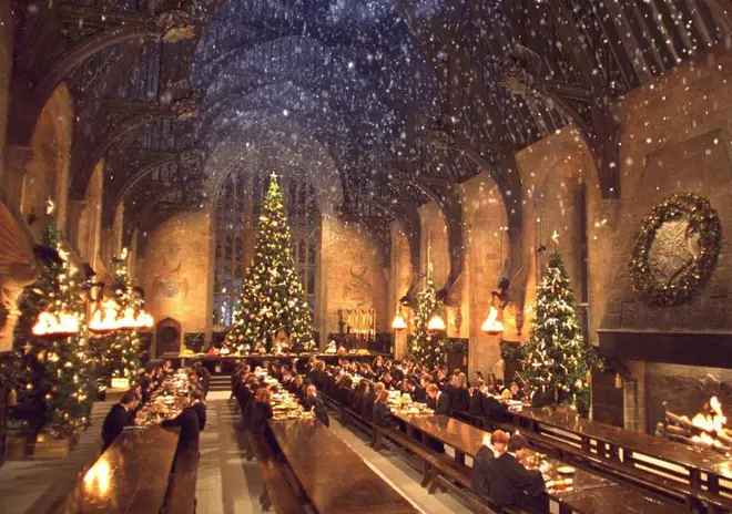 Hogwarts transforms at Christmas in the films