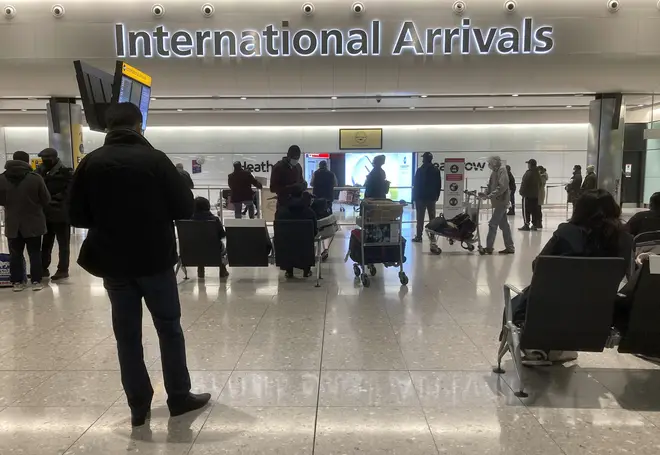Passengers were pictured arriving to Heathrow before the travel restrictions came into force