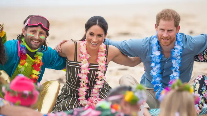Meghan and Harry participate in an 'anti bad vibes' circle on Bondi Beach