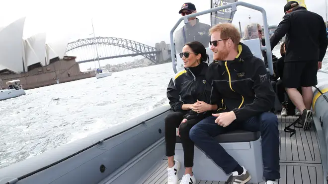 Meghan Markle and Prince Harry go for a spin around Sydney harbour