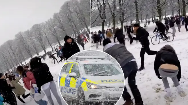 Two men have been fined for organising a snowball fight in Leeds