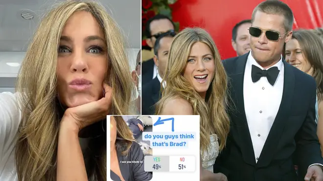 Jennifer Aniston fans think Brad Pitt is in the background of her selfie
