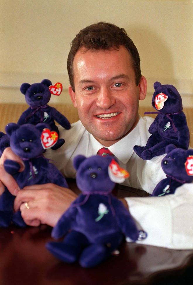 Paul Burrell poses with the Princess Diana limited edition Beanie Babies