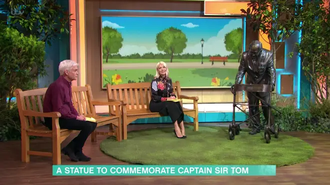 The statue of Sir Tom was moved into the This Morning studio