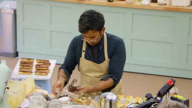 Rahul was spotted decorating on GBBO after the time was up