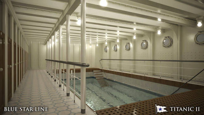 A blueprint of the swimming pool on board Titanic II