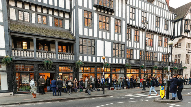 Hundreds of beauty fans queued up outside Liberty before it opened this morning