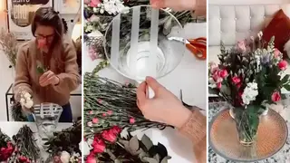 Woman makes supermarket flowers look like expensive luxury bouquet with simple tape hack