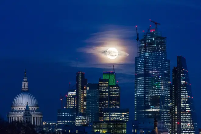 This beautiful view was taken of the Snow Moon in London last year