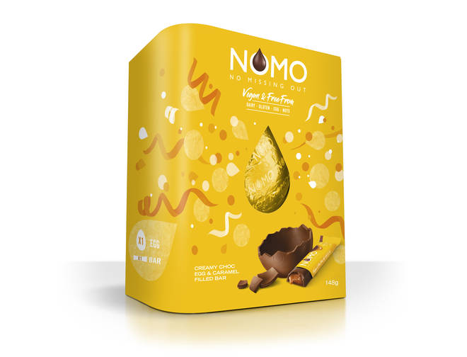 NOMO Easter Eggs are available in Caramel and Hazelnot flavours