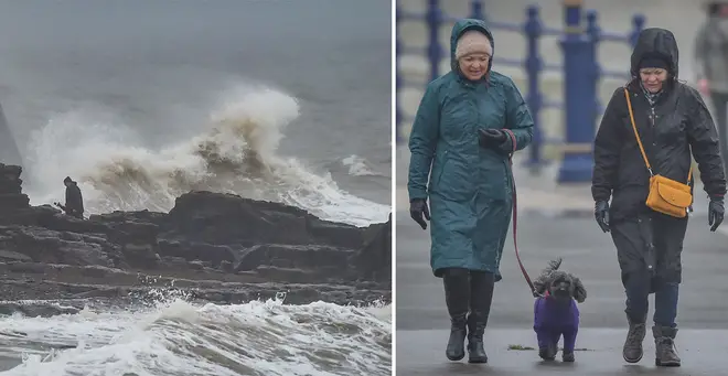 The UK is being hit with heavy downpours and strong winds