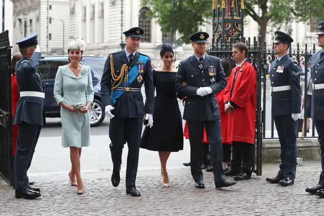 Kate, William, Meghan and Harry arrive at Westminster Abbey in July 2018