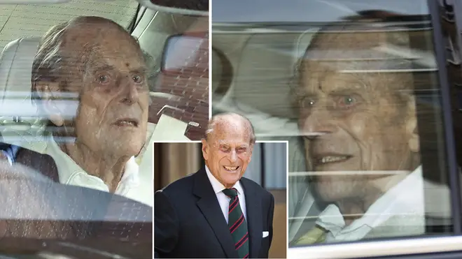 Prince Philip was pictured leaving the hospital this morning