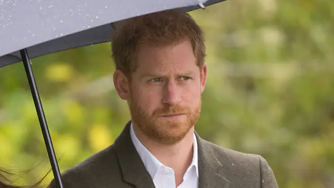 Prince Harry looks serious 