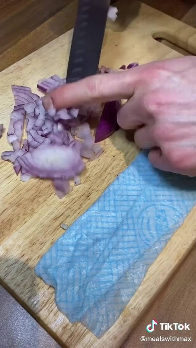 A paper towel can apparantly stop your eyes from watering while cutting an onion