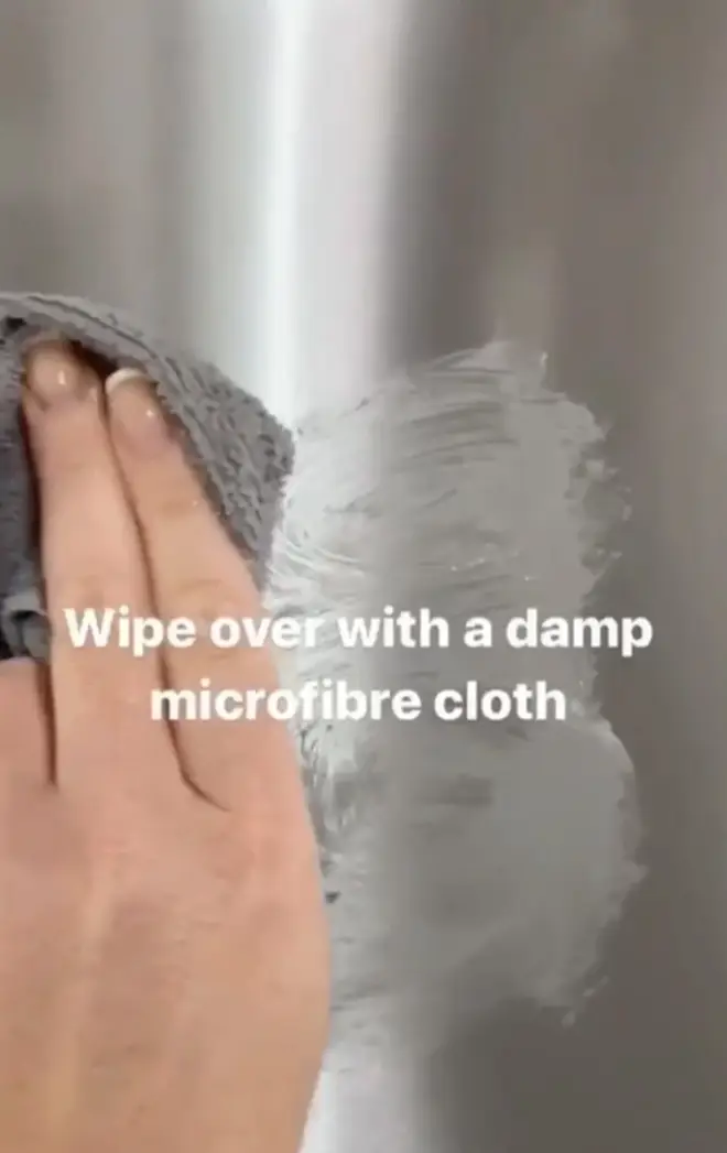 You then use a microfibre cloth to wipe down the surface