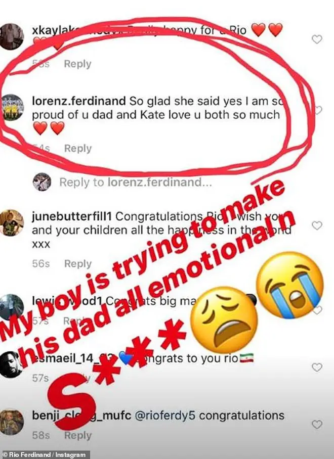 Rio posted the message from his son on his Instagram story