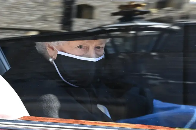 The Queen sits next to her lady in waiting as she travels to St George's Chapel