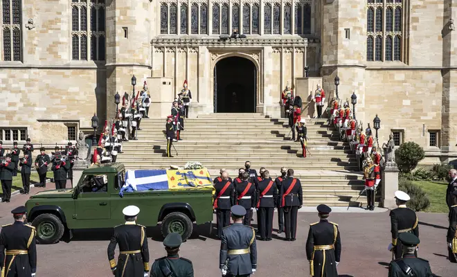 The Duke of Edinburgh's coffin was flanked by soldiers