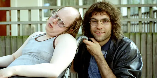 Walliams and Lucas in character as Lou and Andy on Little Britain
