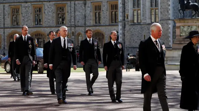Prince Harry was part of the procession which walked behind the Duke of Edinburgh's coffin