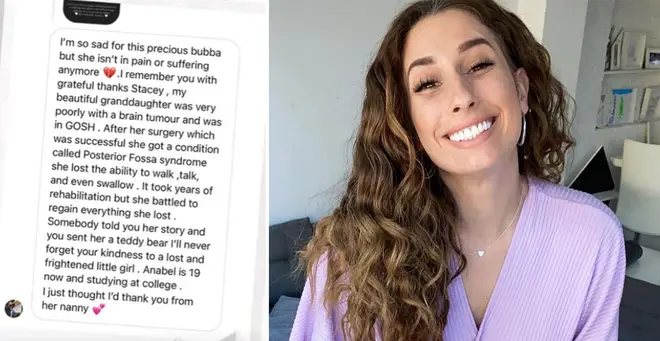 Stacey Solomon shared the message to Instagram