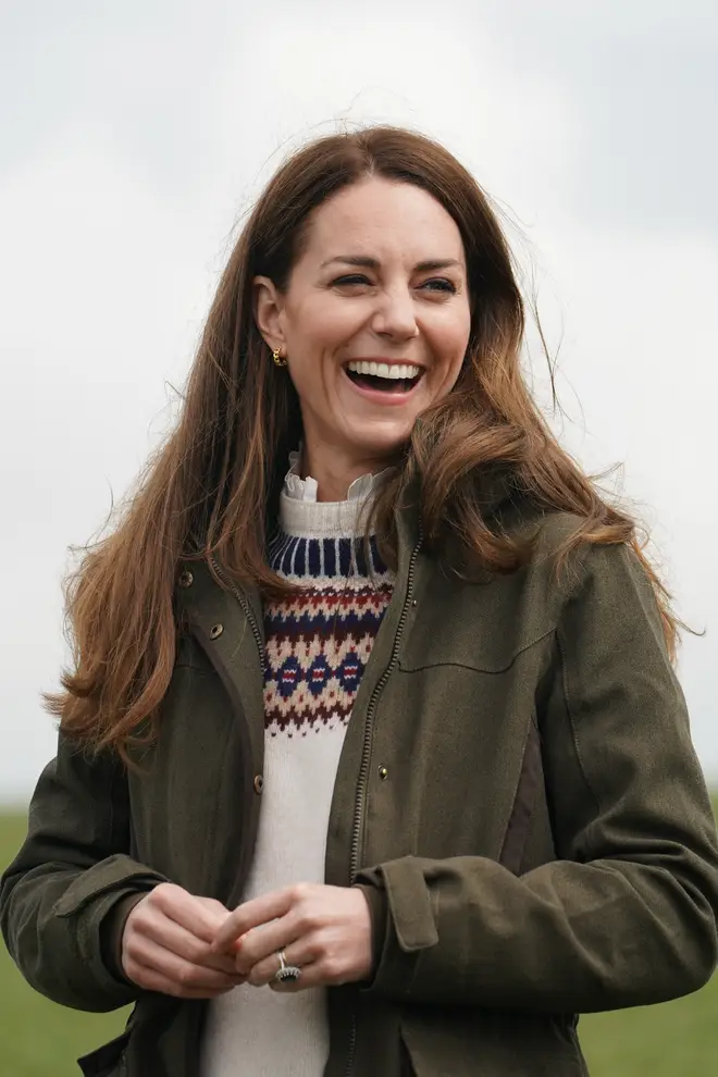 Kate Middleton teamed a fair isle jumper with a green jacket