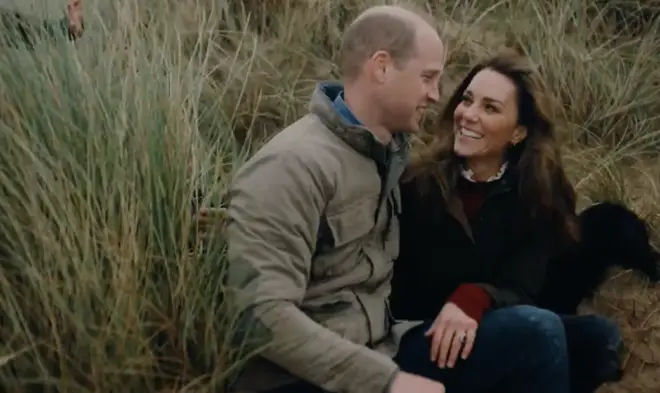 Kate and William looked lovingly at one another as they sat on the beach