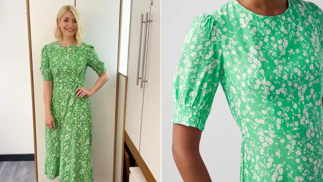 Holly Willoughby is wearing a green midi dress from Great Plains