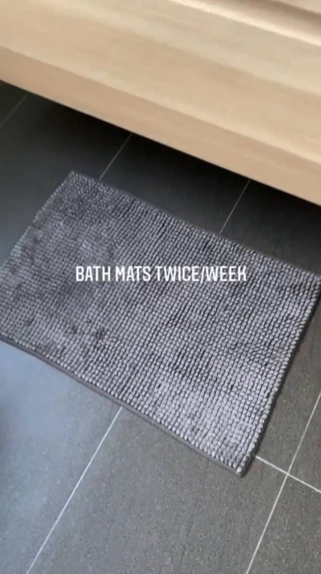She also claimed that bath mats should be cleaned twice weekly