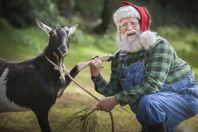 Father Christmas gets to grips with farm life