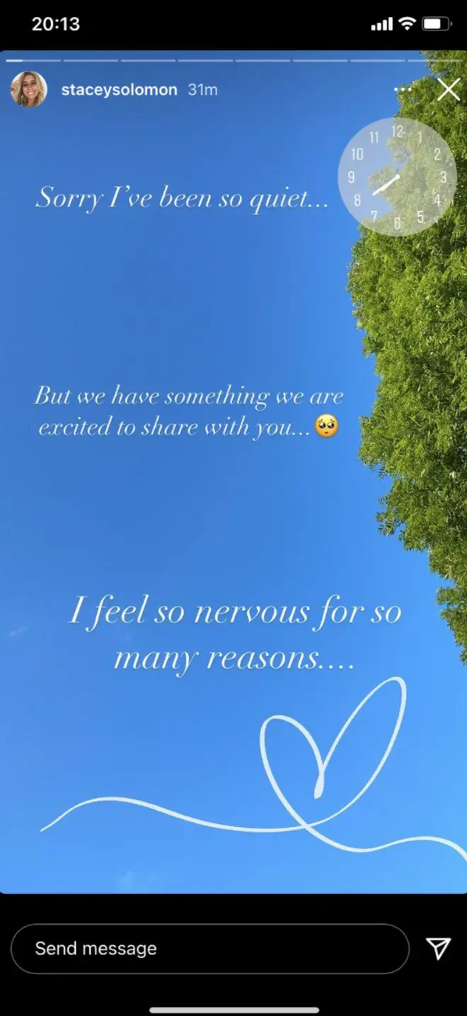 Stacey announced that she was expecting on her Instagram stories