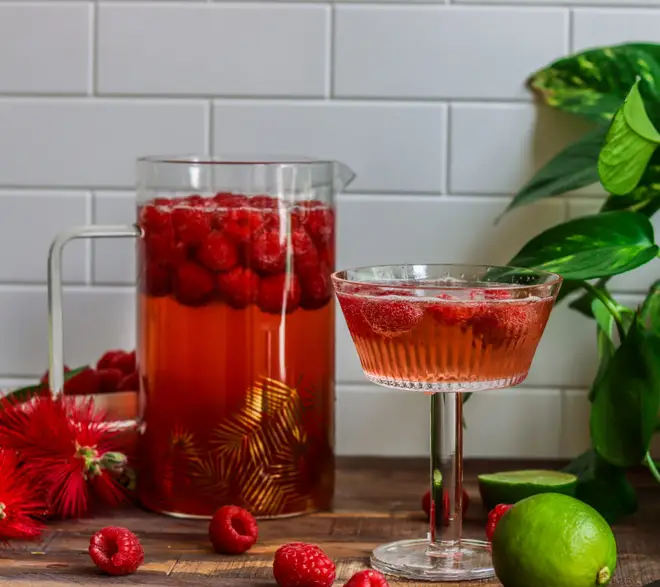 This raspberry sangria is perfect for a hot day watching football