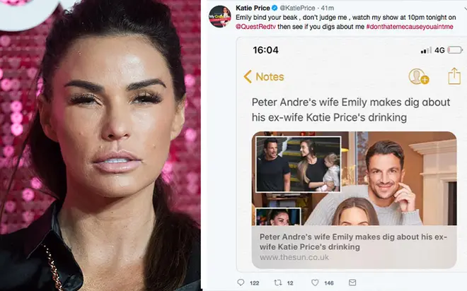 Katie Price has hit out at Peter Andre's wife Emily