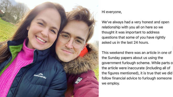 Tom and Giovanna Fletcher have apologised on Instagram