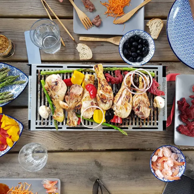 This table top BBQ is fun for family meals or when he has his mates over