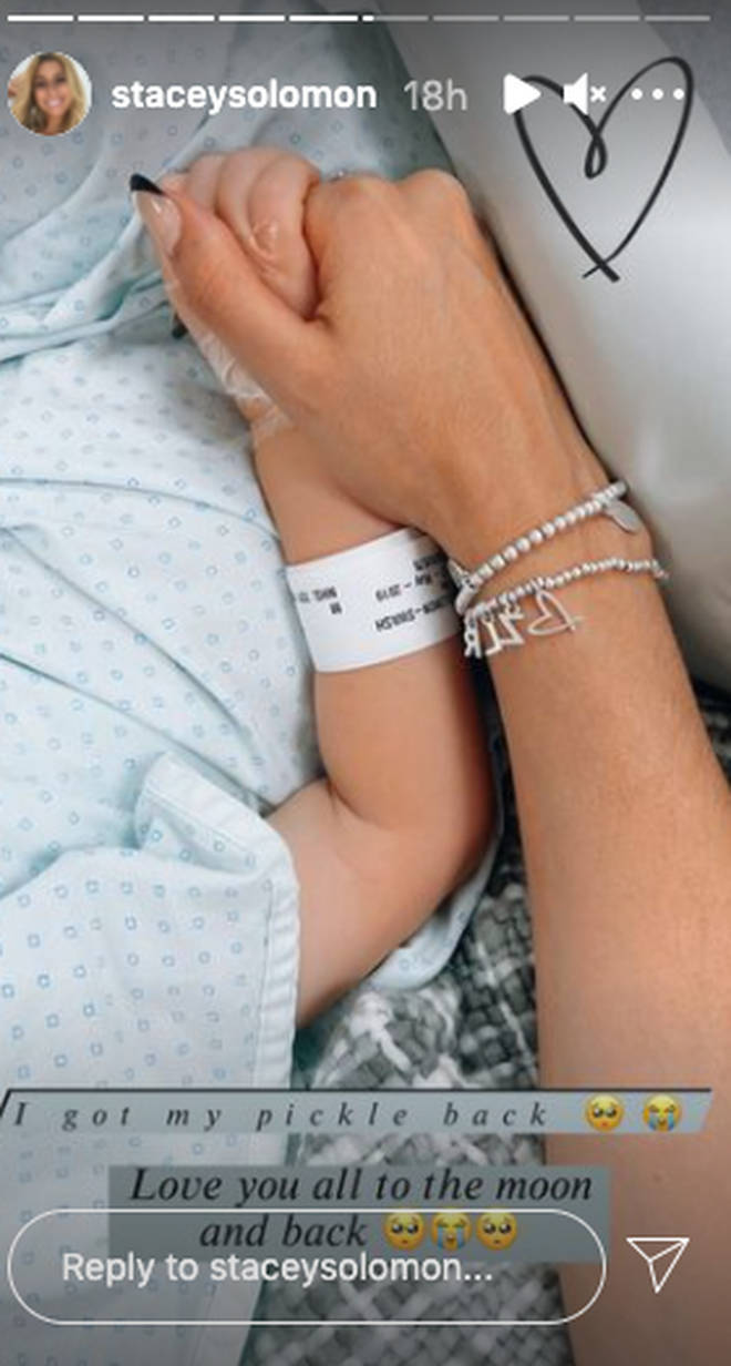 Stacey Solomon shared a photo from hospital