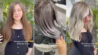 A hairdresser has gone viral after sharing her transformation online
