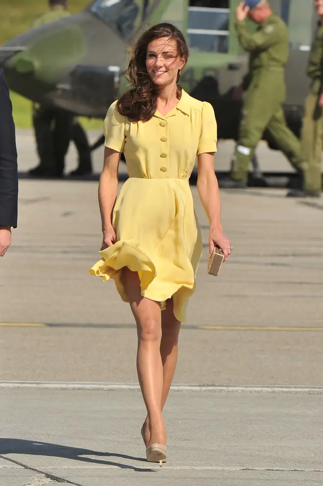 Kate Middleton could have turned to the Queen's old trick to help with windy situations like this
