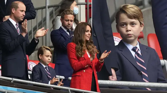 Kate, William and George joined a handful of celebrities in a box at Wembley Stadium