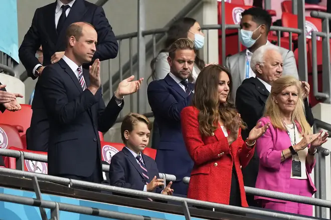 Kate Middleton look patriotic in a white and red ensemble for the game