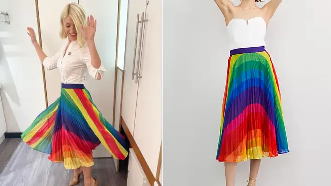 Holly Willoughby is wearing a multicoloured skirt from Anthropologie
