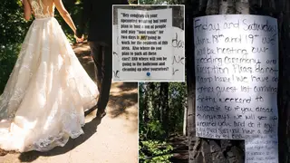 A bride has been called ‘selfish’ after leaving angry note warning strangers not to ruin her wedding